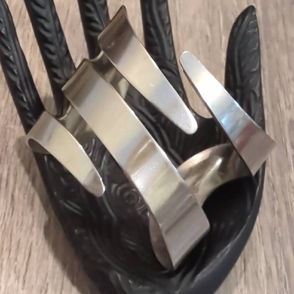 Vintage Modernist Abstract Silver Cuff